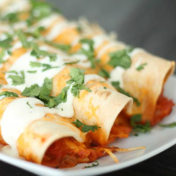 Slow Cooker Salsa Ranch Chicken Enchiladas