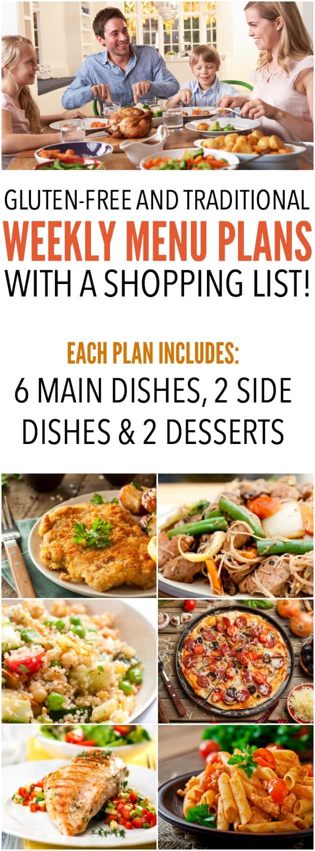 Gluten-Free and traditional weekly menu plans with a shopping list! This has been an absolute lifesaver! SixSistersMenuPlan.com