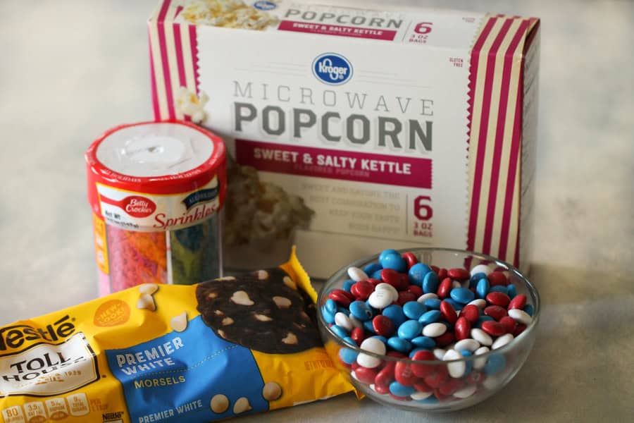 Ingredients for 4th of July Patriotic Popcorn