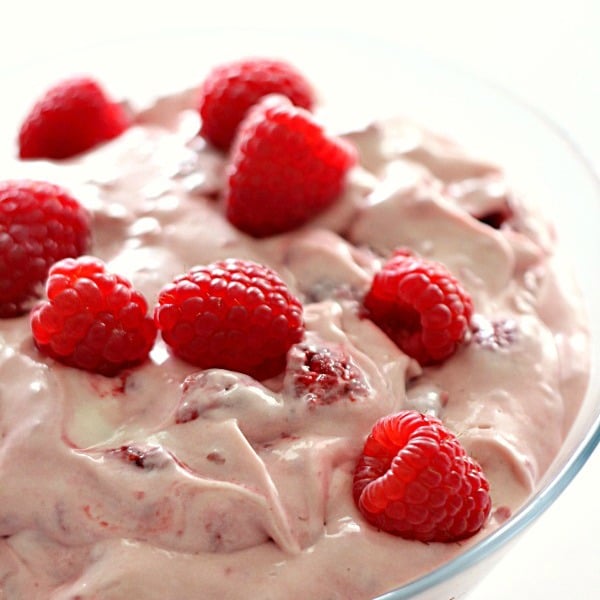 Raspberry Cheesecake Fluff Salad from SixSistersStuff