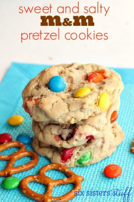 Sweet and Salty M&M Pretzel Cookies