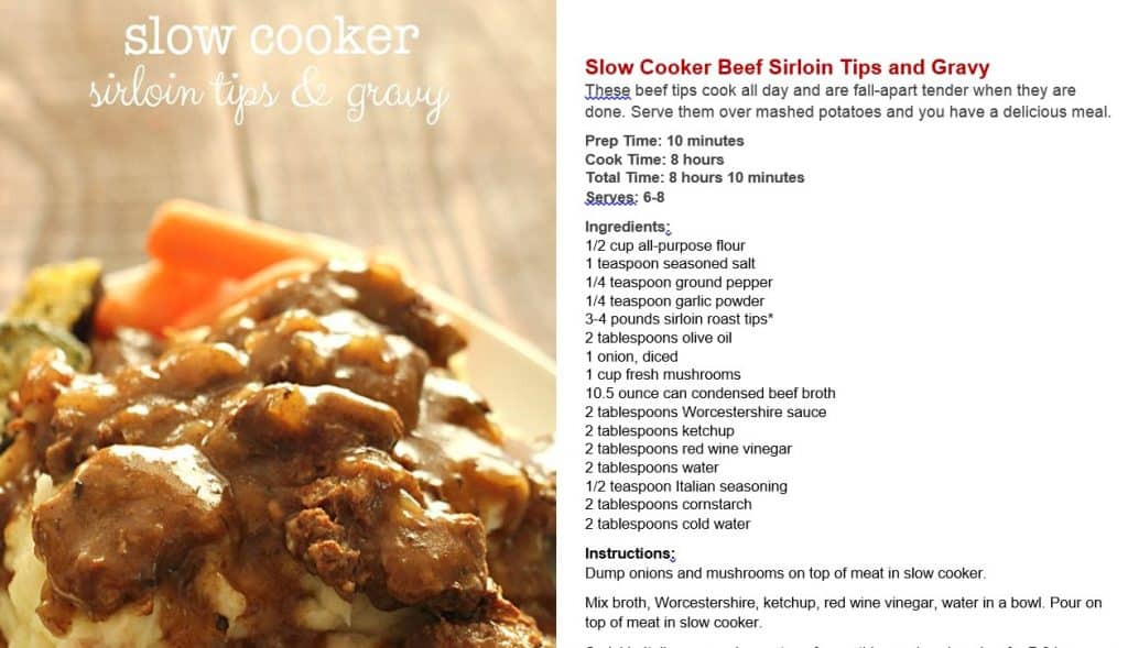 ebook sirloin tips and gravy