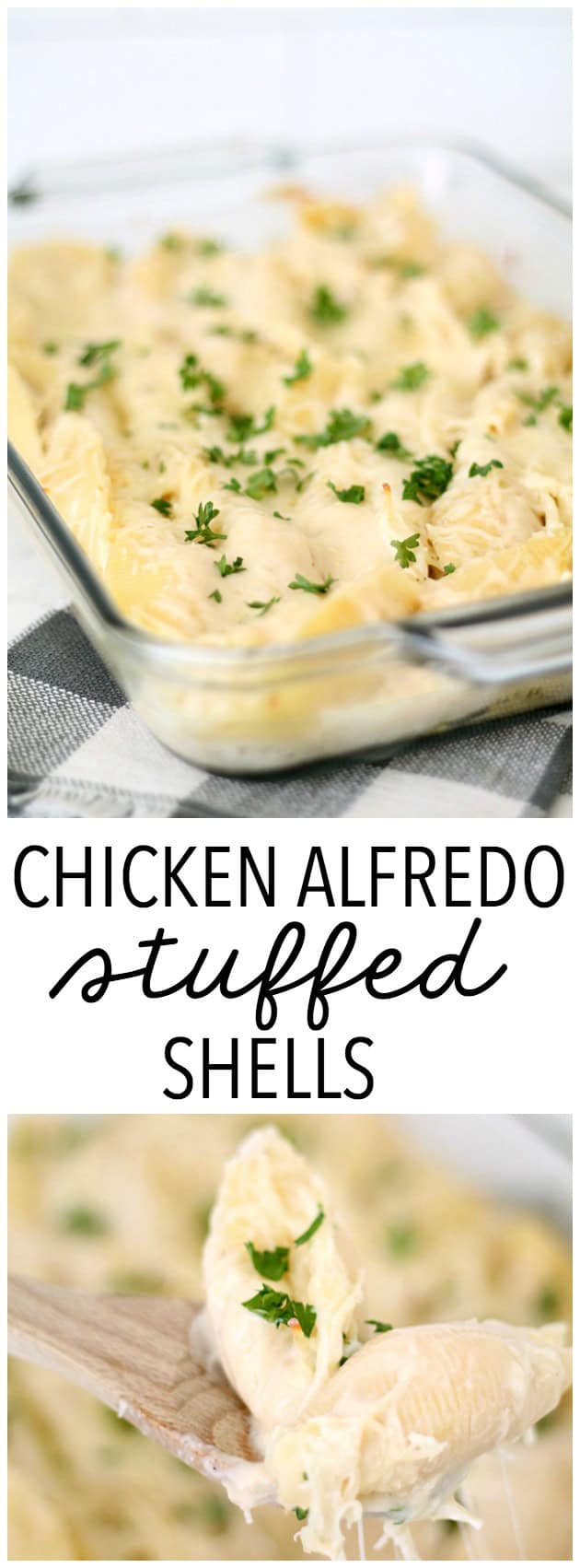 Chicken Alfredo Stuffed Shells Recipe from SixSistersStuff.com