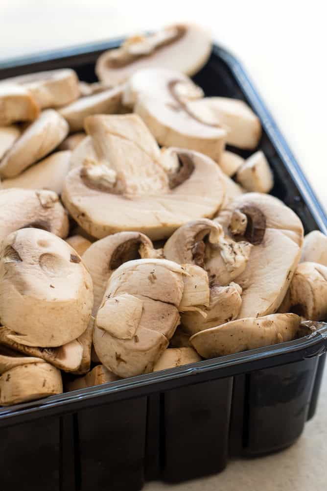 Fresh sliced mushrooms