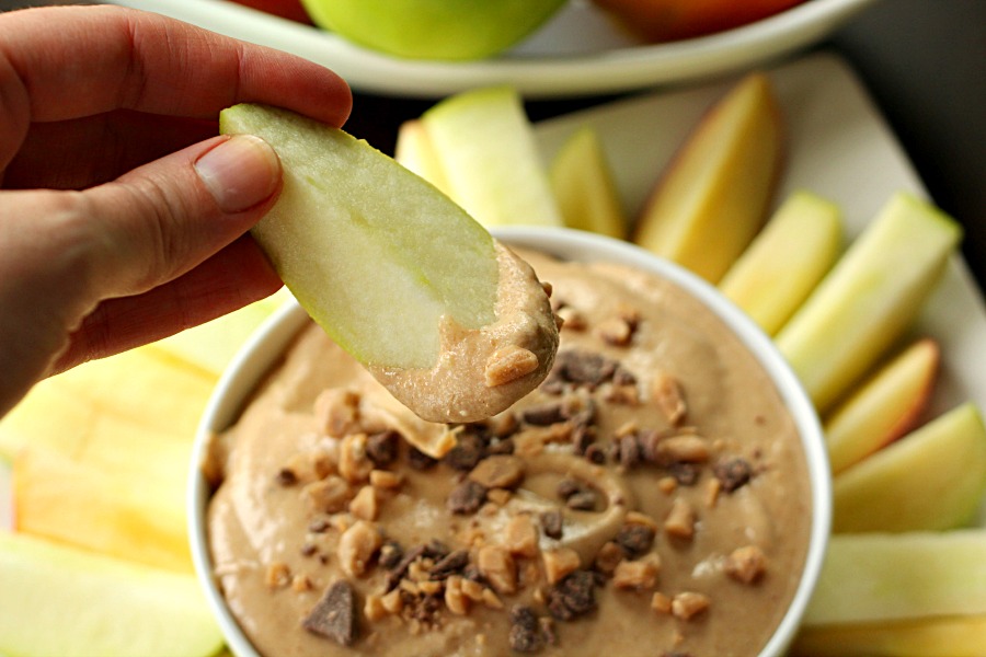 Caramel Apple Butter Dip with apples