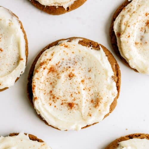 Top view of a Ginger Cookie with Eggnog Frosting.