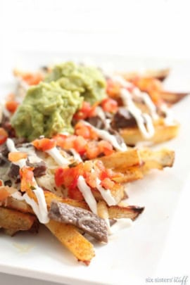 carne asada fries loaded with guacamole