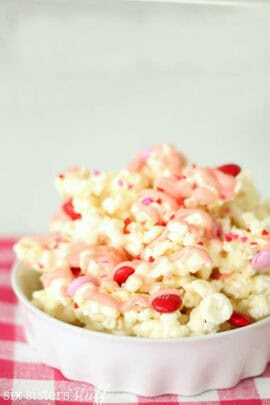 valentine's day white chocolate kettle corn popcorn
