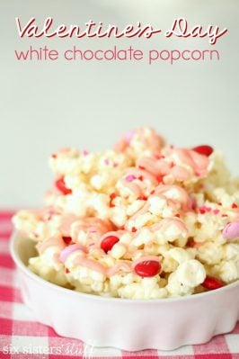 Valentine's Day White Chocolate Popcorn from SixSistersStuff.com