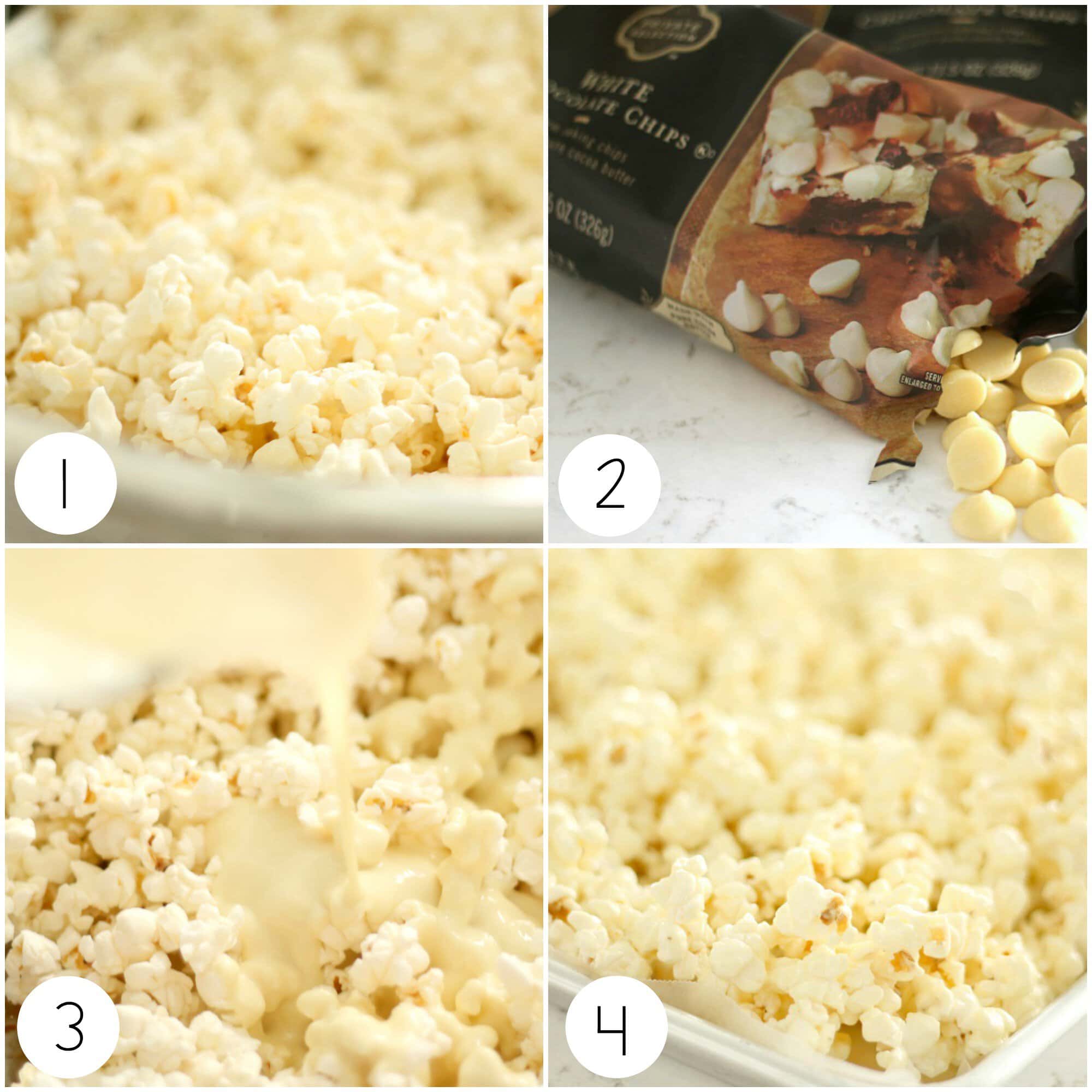 white chocolate popcorn steps