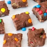 3 Ingredient M&M Fudge Recipe - Six Sisters Stuff