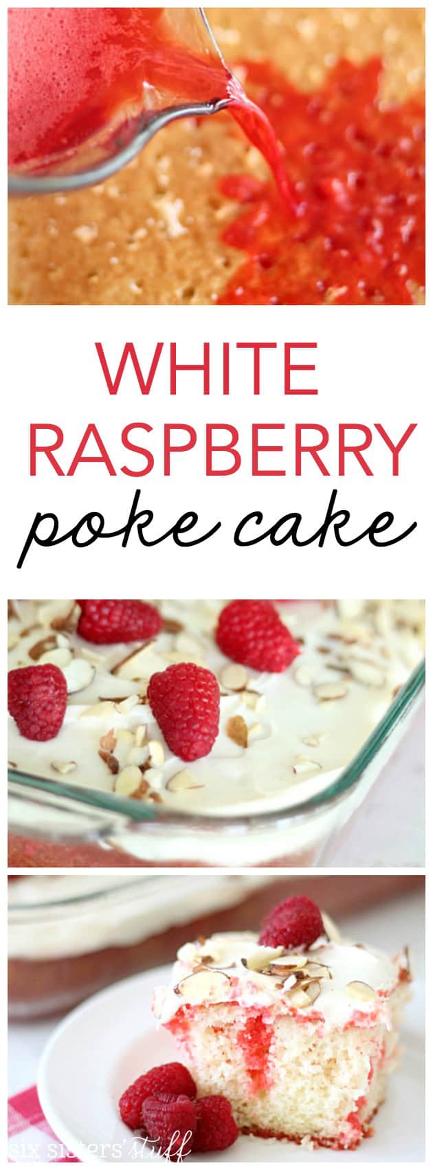 White Raspberry Jello Poke Cake from SixSistersStuff.com!