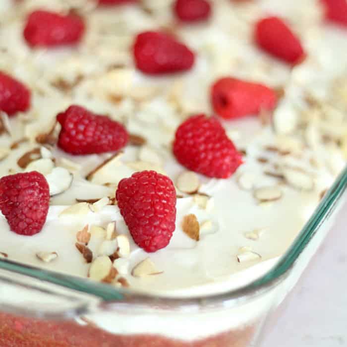 White Raspberry Jello Poke Cake