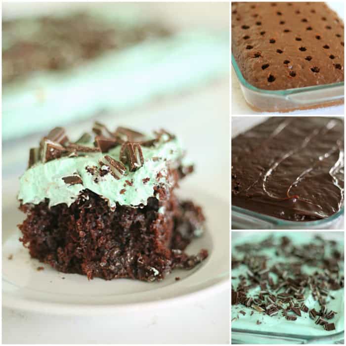 Delicious Thin Mint Poke Cake from SixSistersStuff.com