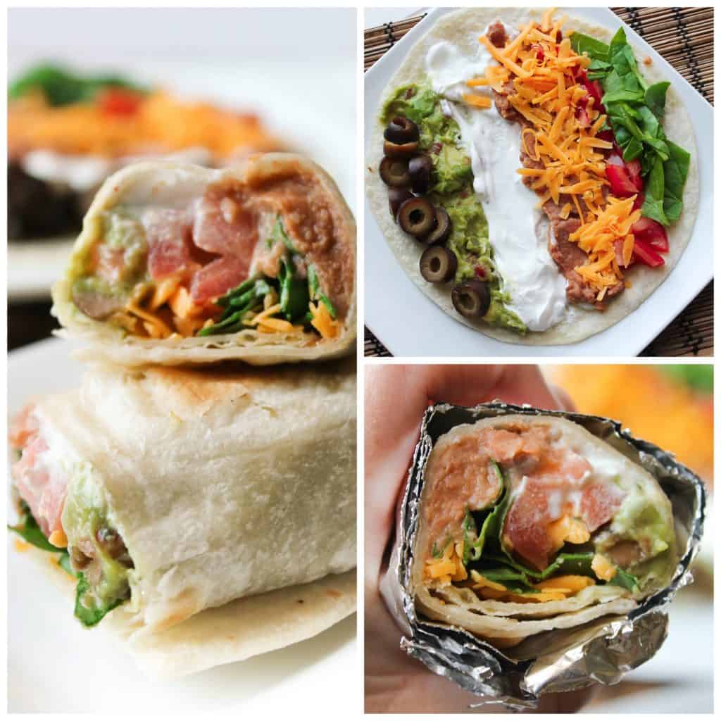 7 layer burritos collage