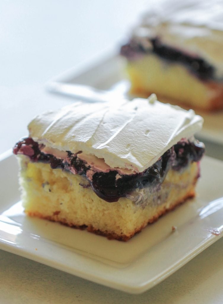 Blueberry Cheesecake Pudding Poke Cake | Six Sisters' Stuff