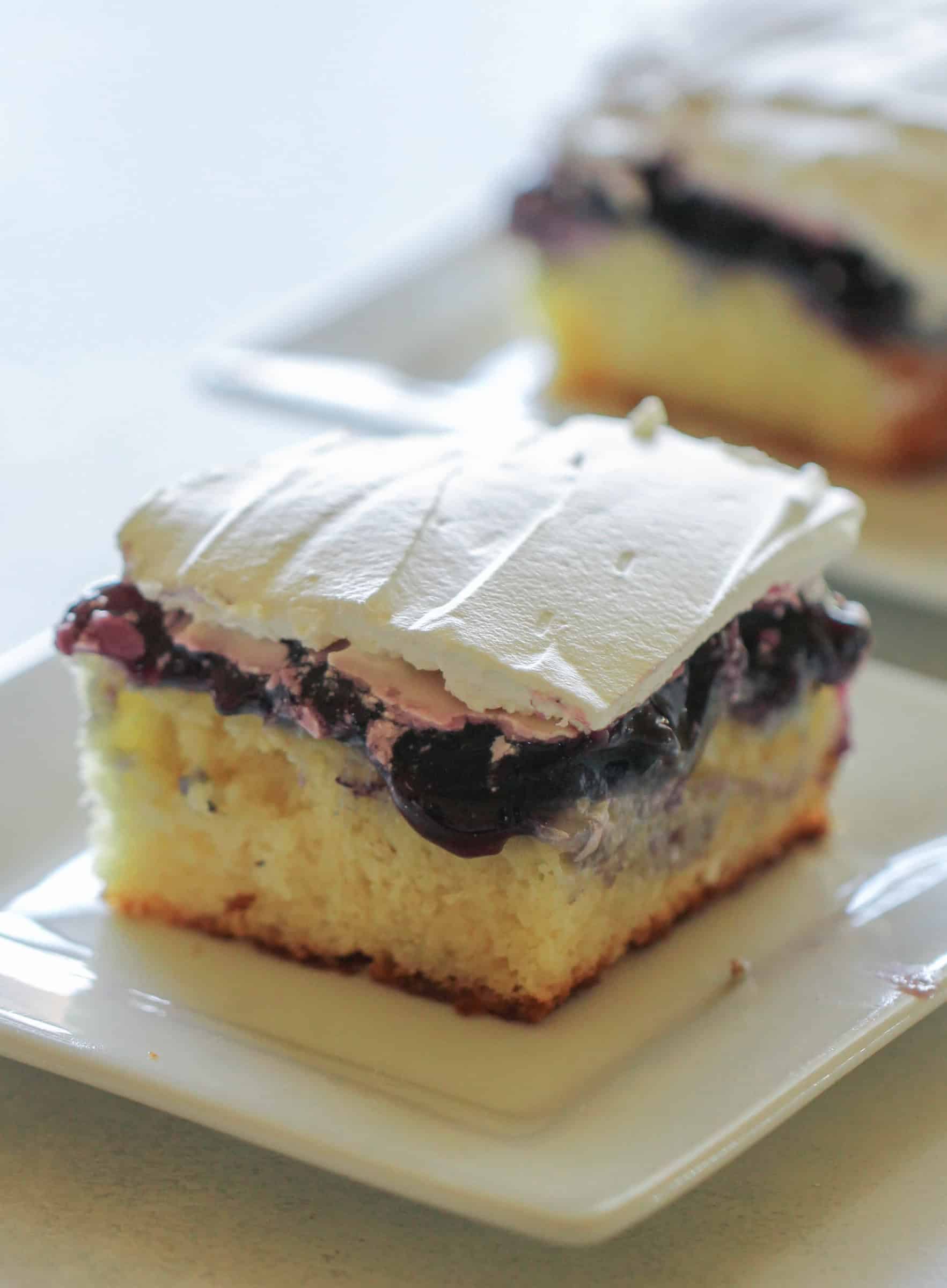 Blueberry Cheesecake Pudding Poke Cake Recipe