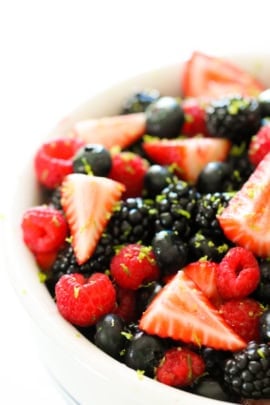 how to make fruit salad with berries and lime, and apple juice