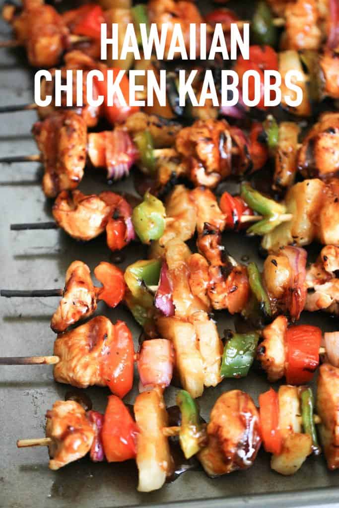 Hawaiian Chicken Kabobs on grill