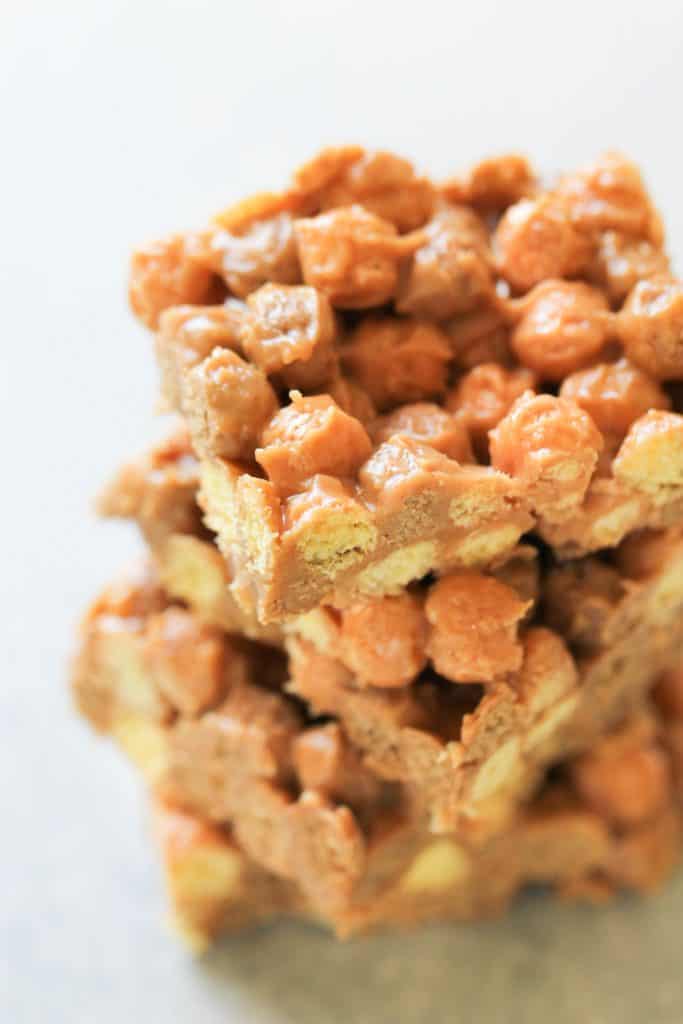 Reese’s Puffs Snack Bars
stacked on a plate.