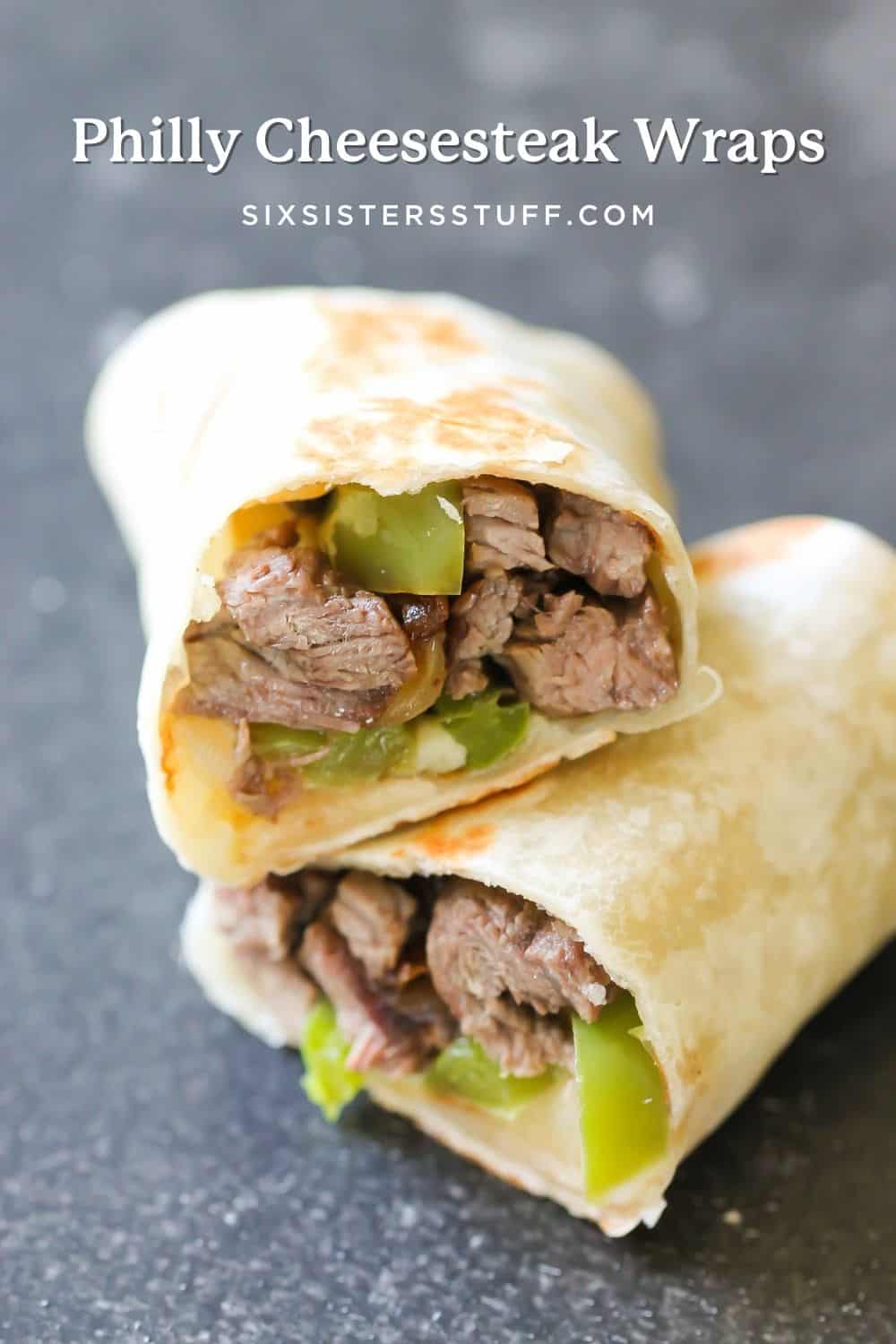 philly cheesesteak wraps with cheese and green pepper and onions