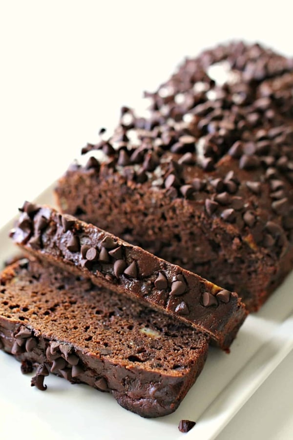 chocolate banana bread slices