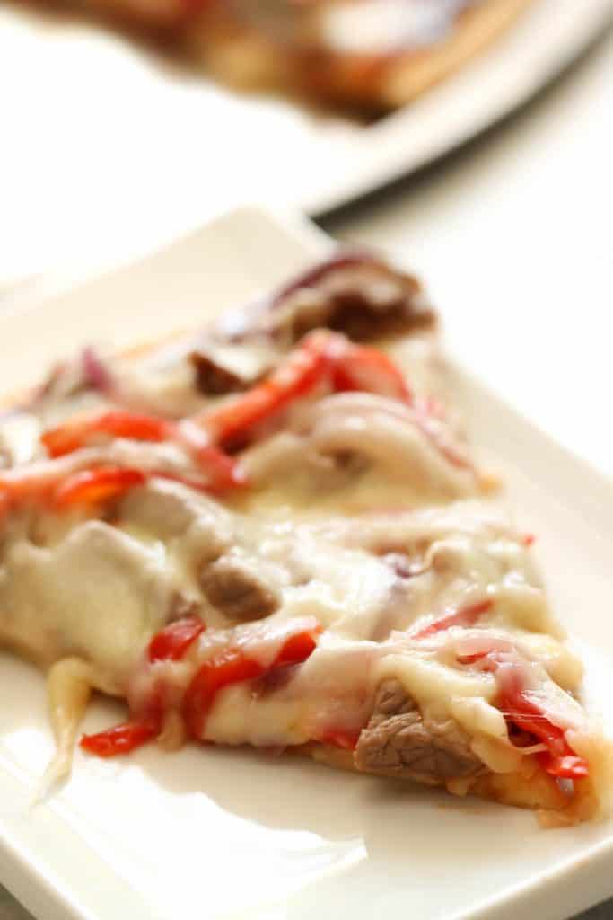 bbq philly cheesesteak pizza