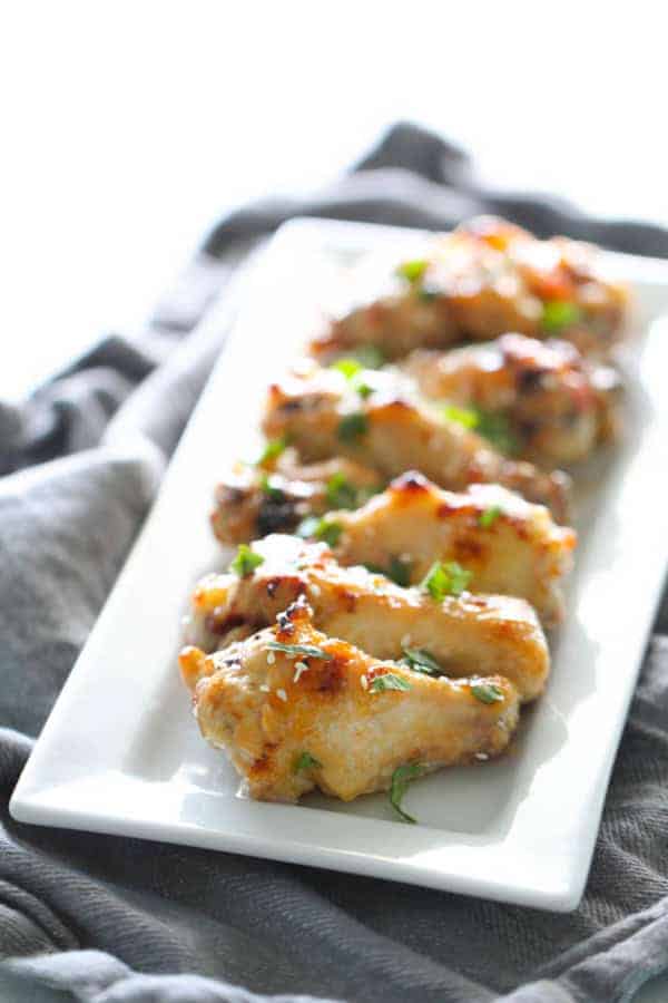 Slow Cooker Thai Chili Chicken Wings on a serving platter