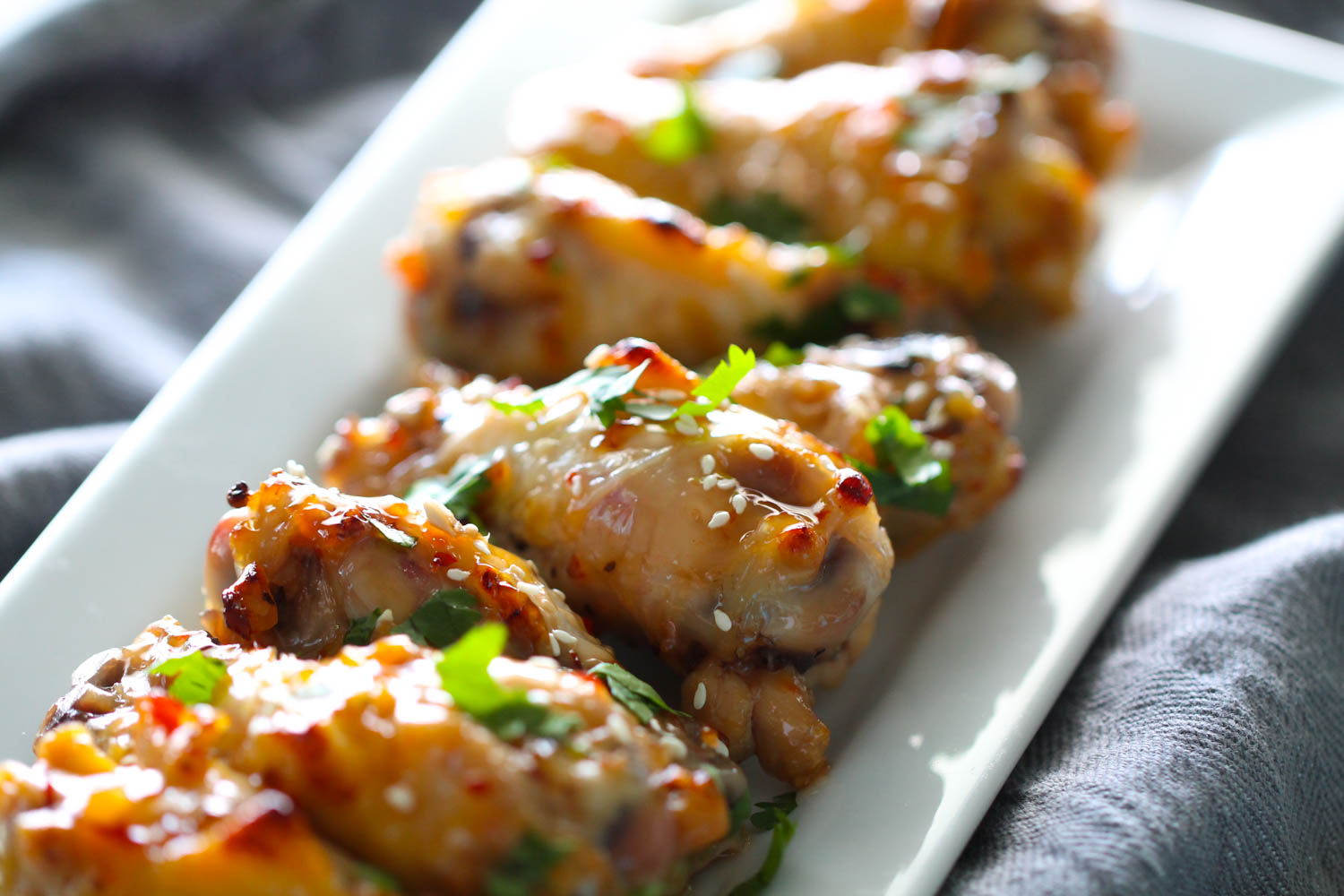 Slow Cooker Thai Chili Chicken Wings on a serving plate.
