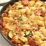 Sausage and Gnocchi meal in a Skillet.
