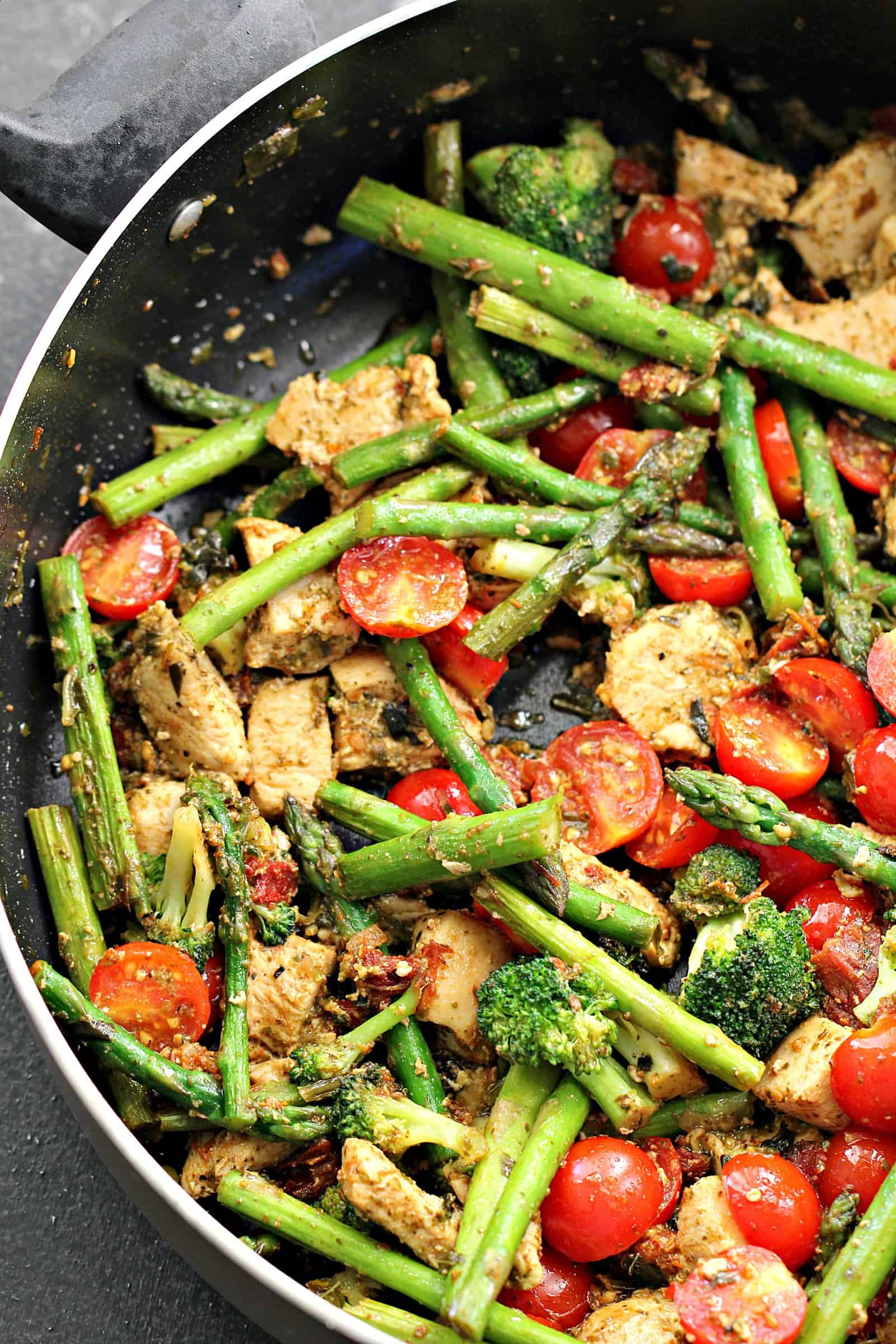 Chicken Pesto and Asparagus Skillet Recipe