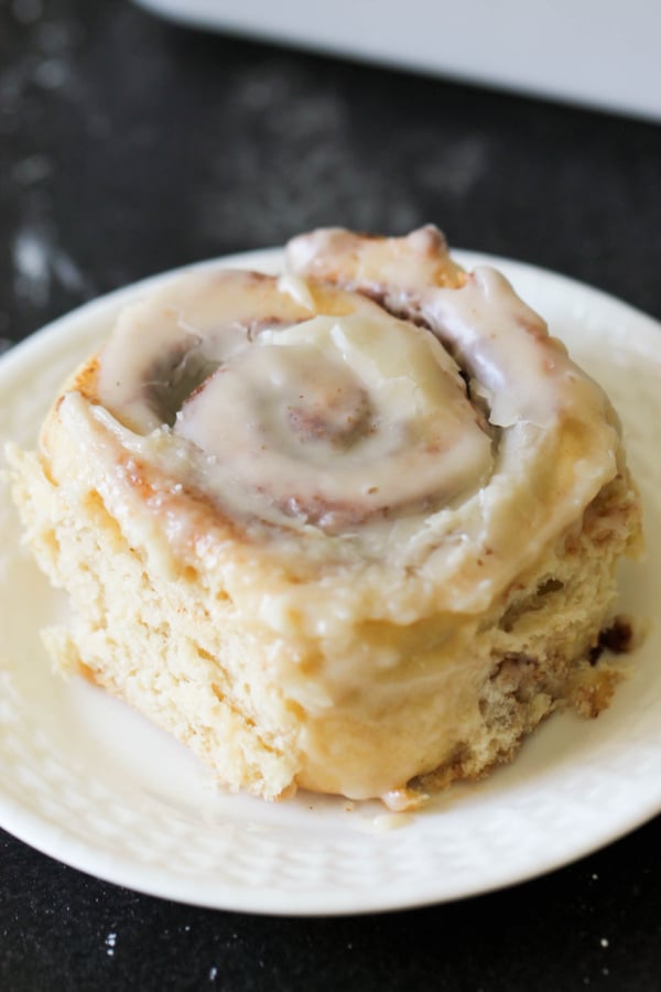 The Best Homemade Cinnamon Roll on a plate