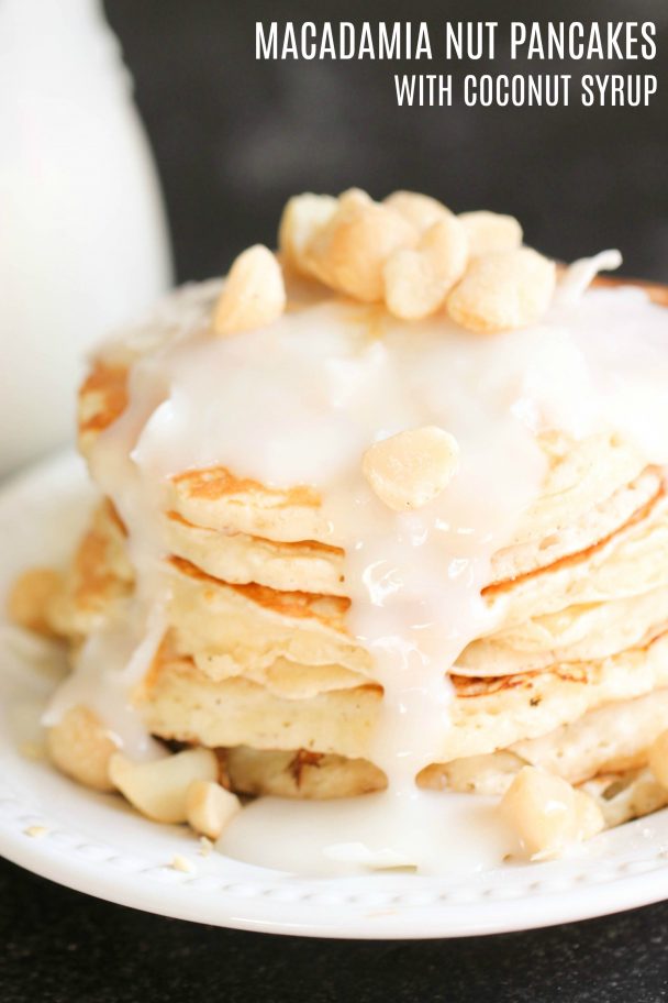 Macadamia Nut Pancakes with coconut syrup