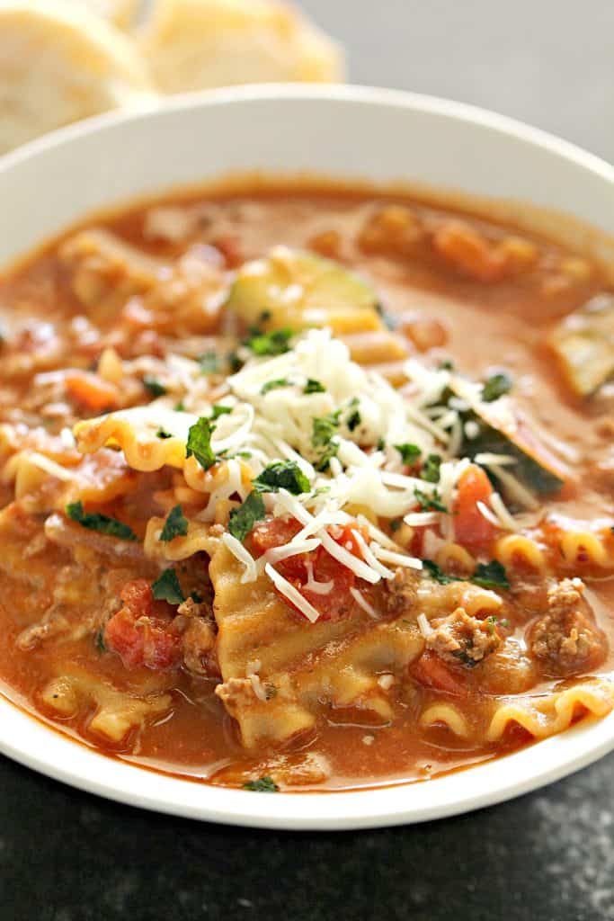 turkey sausage lasagna soup on six sisters stuff