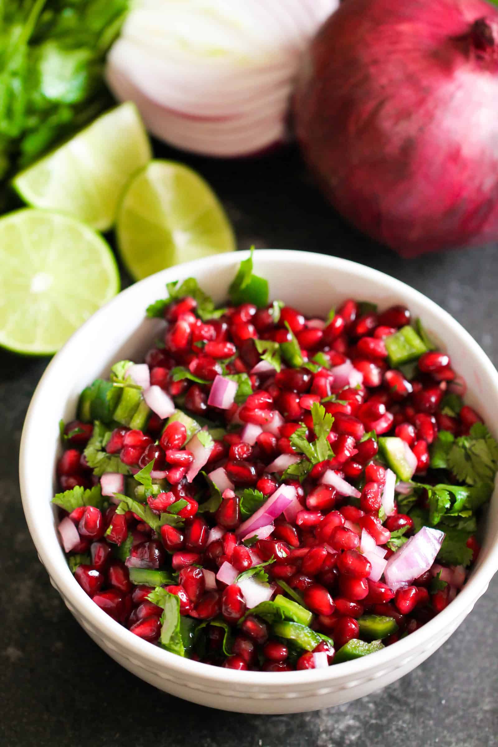 Pomegranate Salsa in a bowl