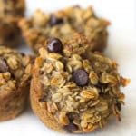 Banana Oatmeal Breakfast Muffins with one tipped on its side.
