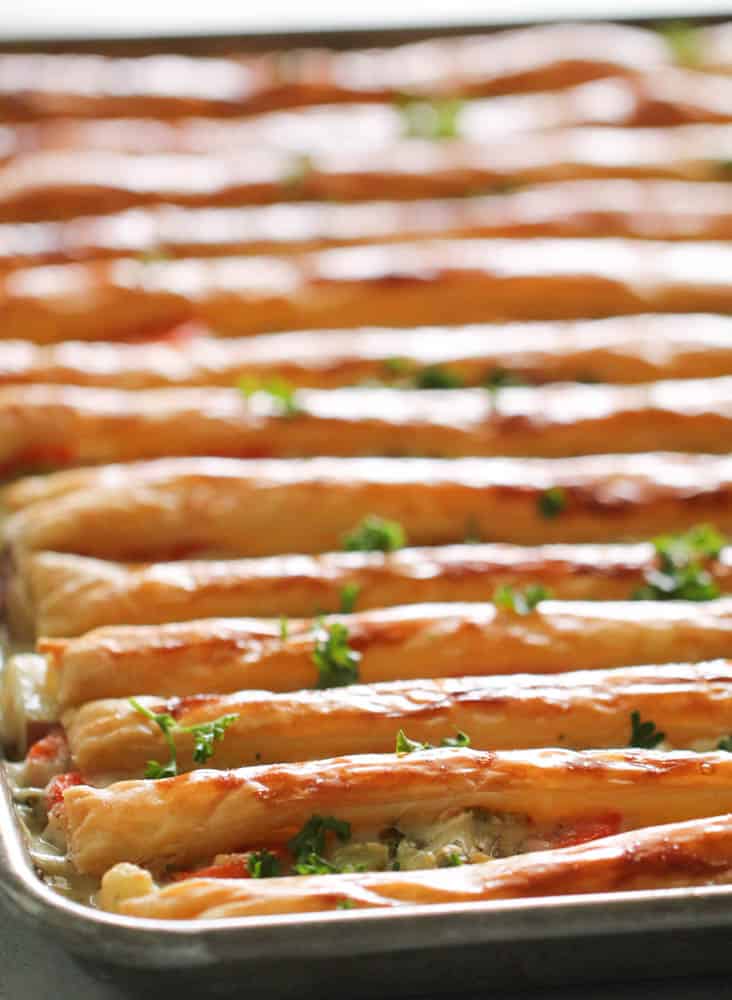 Sheet Pan Chicken Pot Pie in sheet pan