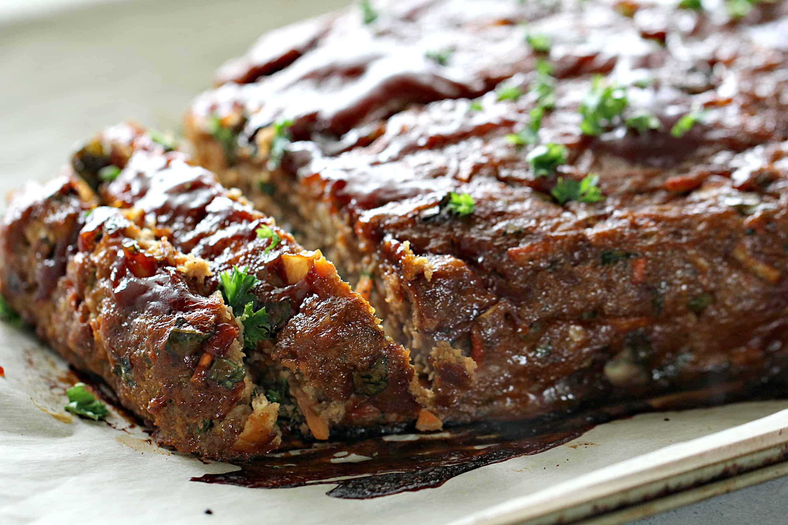 Glazed Ground Turkey Meatloaf on a dish