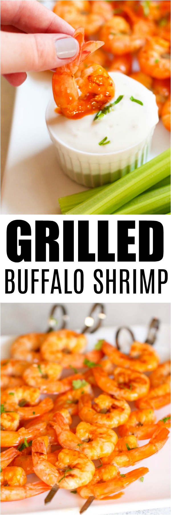 Grilled Buffalo Shrimp on a serving plate