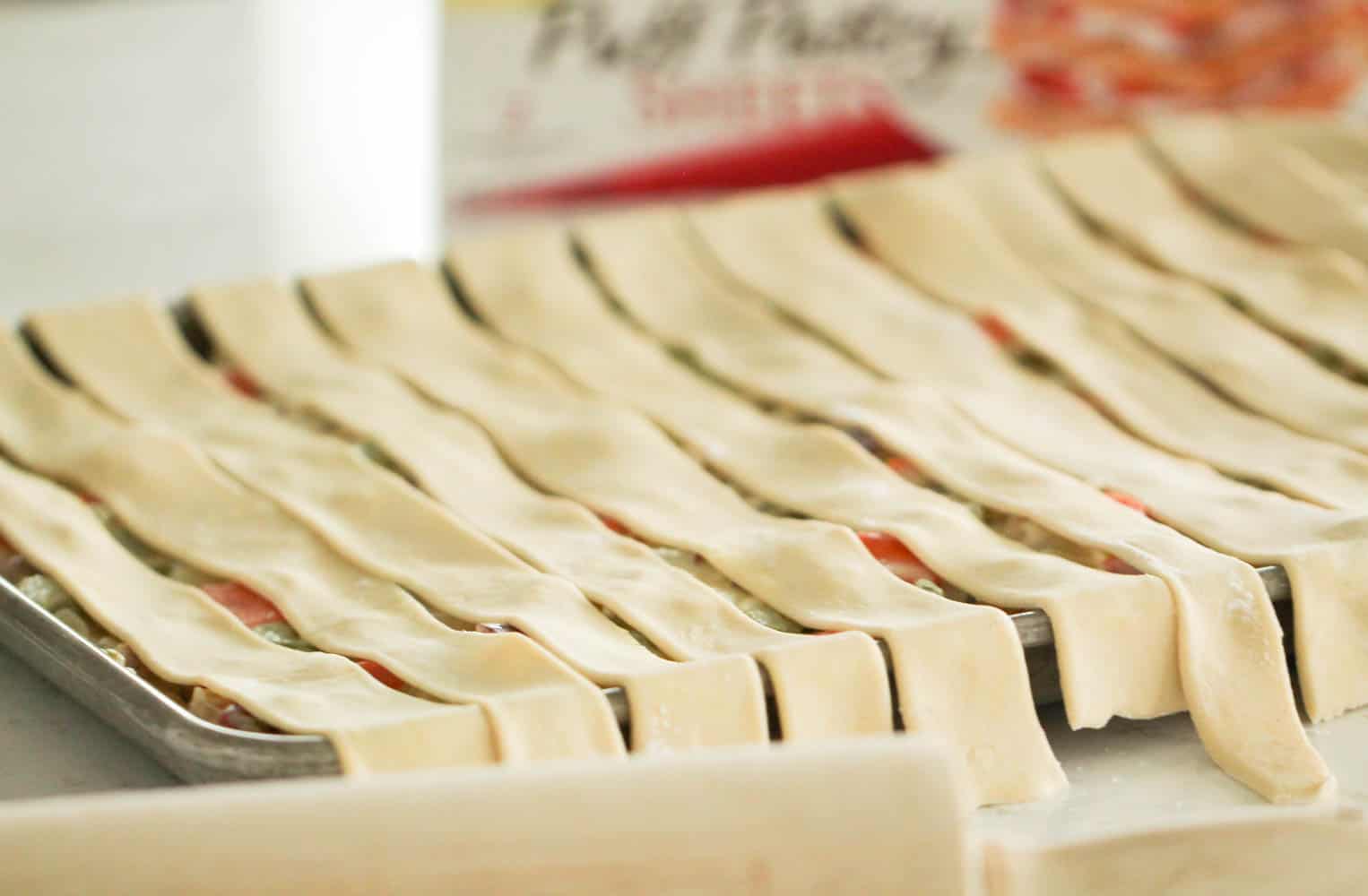 Puff pastry cut into long strips