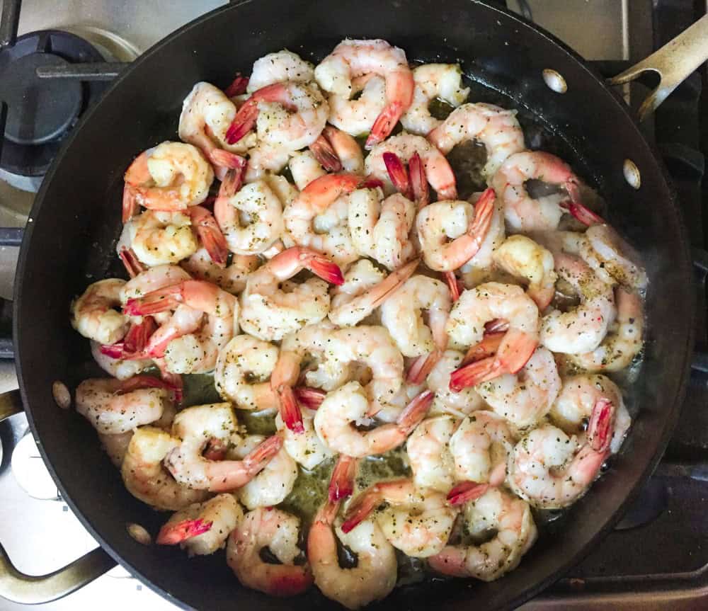 skillet of best shrimp scampi made from easy shrimp scampi recipe