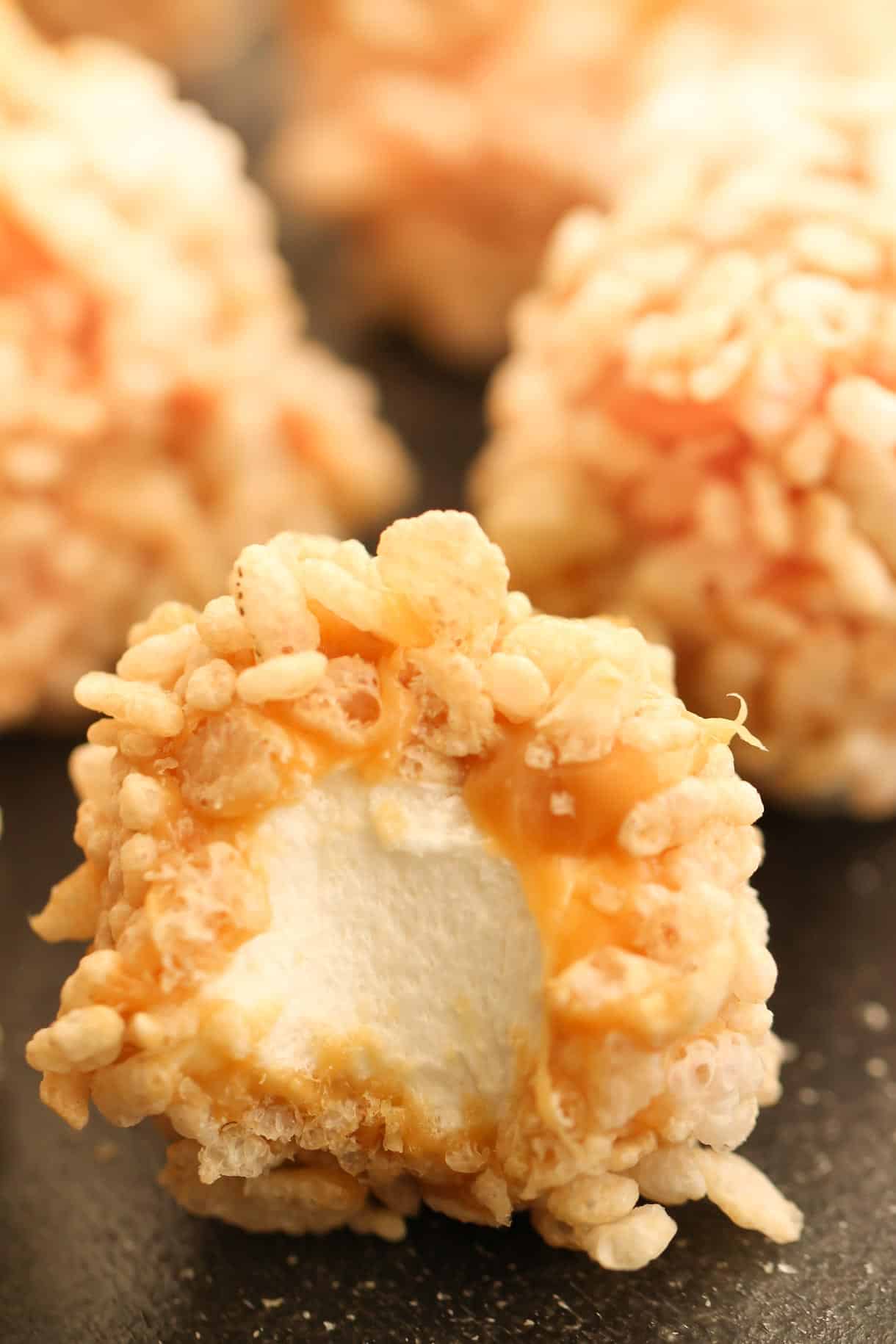 Caramel Marshmallow Rice Krispie Balls