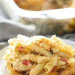 chicken casserole serving on dinner plate