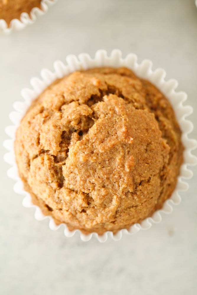 Close up view of Healthy Whole Wheat Banana Muffin