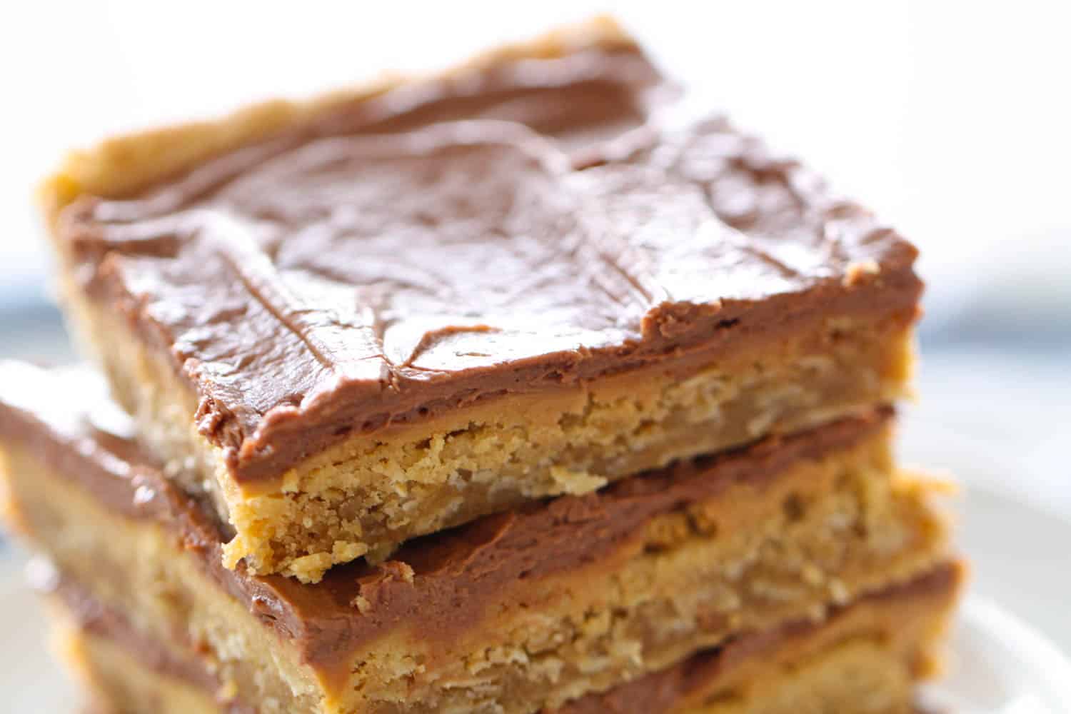 Lunch Lady Peanut Butter Bars Sliced and Stacked