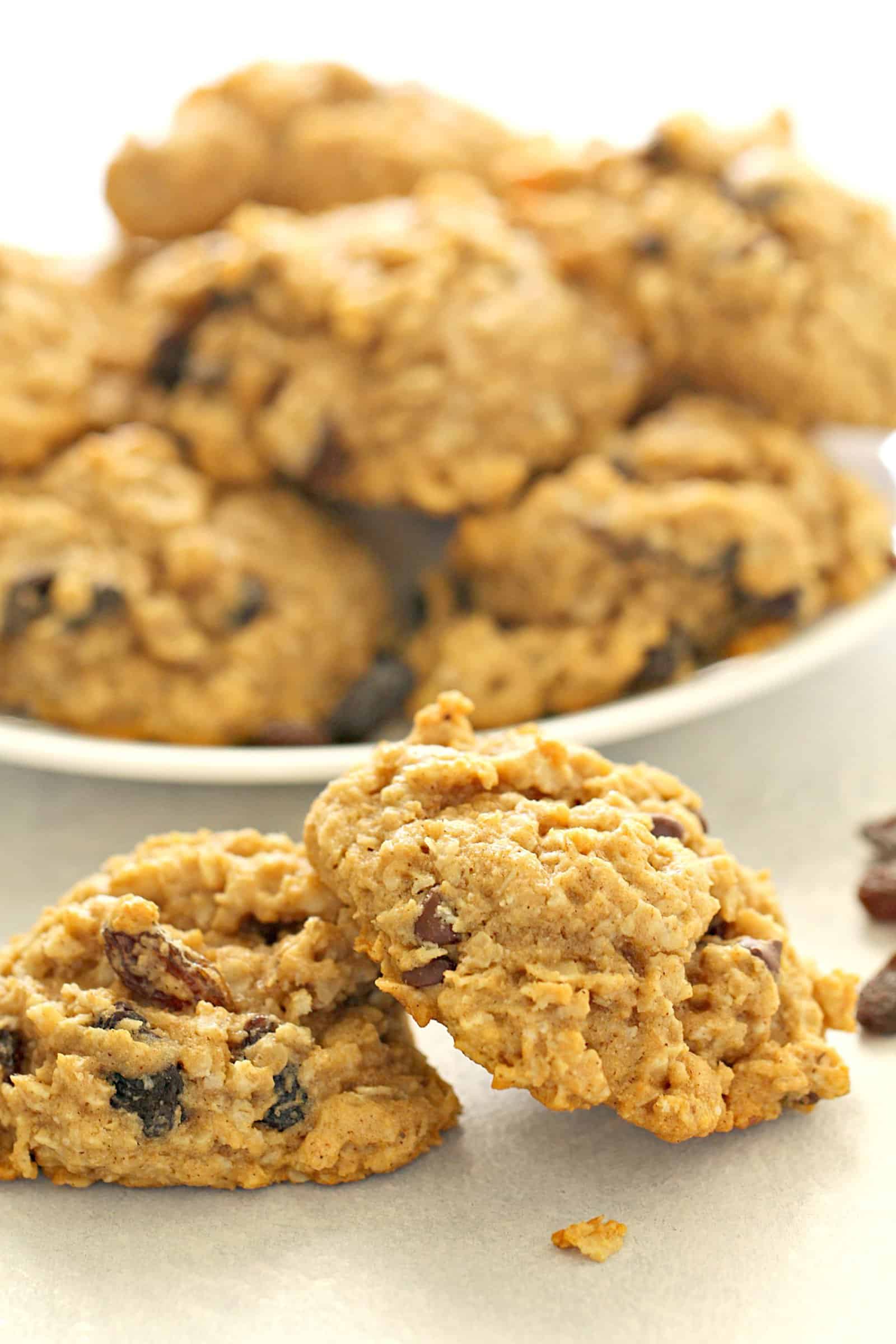 Honey Whole Wheat Oatmeal Raisin Cookies