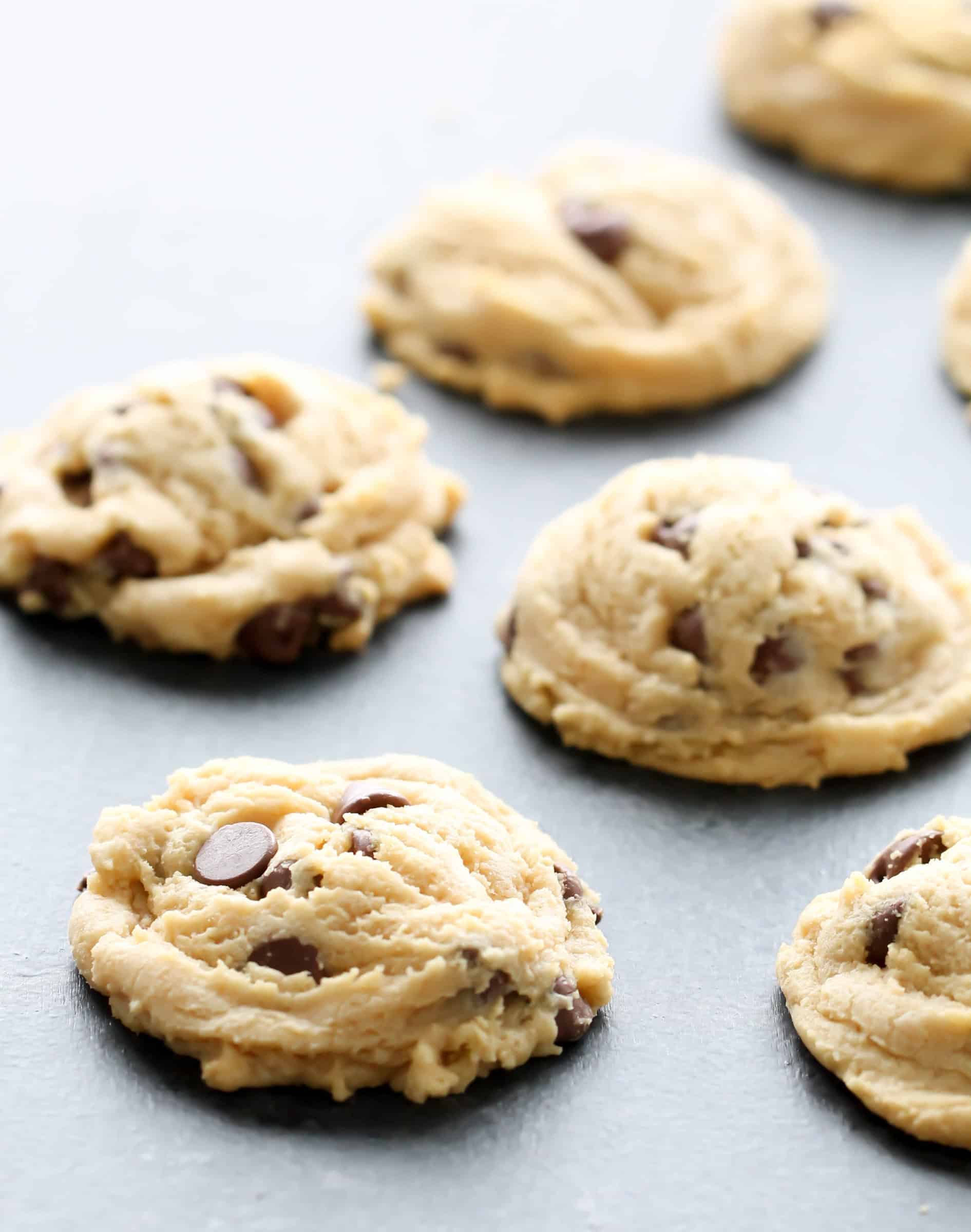 Chocolate Chip Pudding Cookies on a countertop.