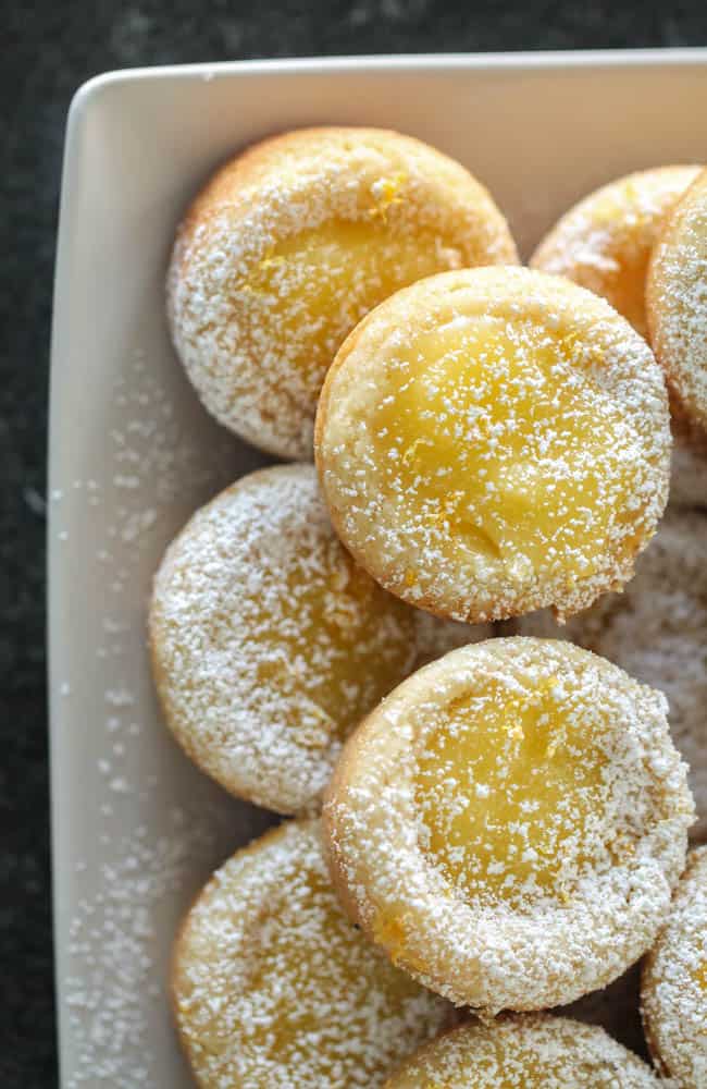 Lemon Bar Cookie Cups on a serving plate