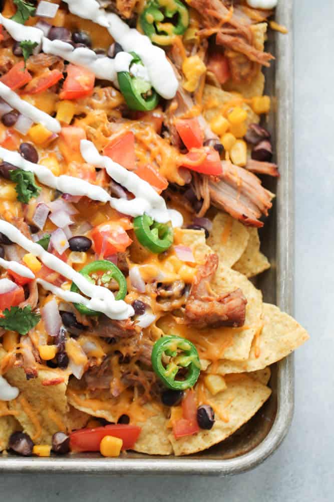 Loaded Sweet Pork Sheet Pan Nachos