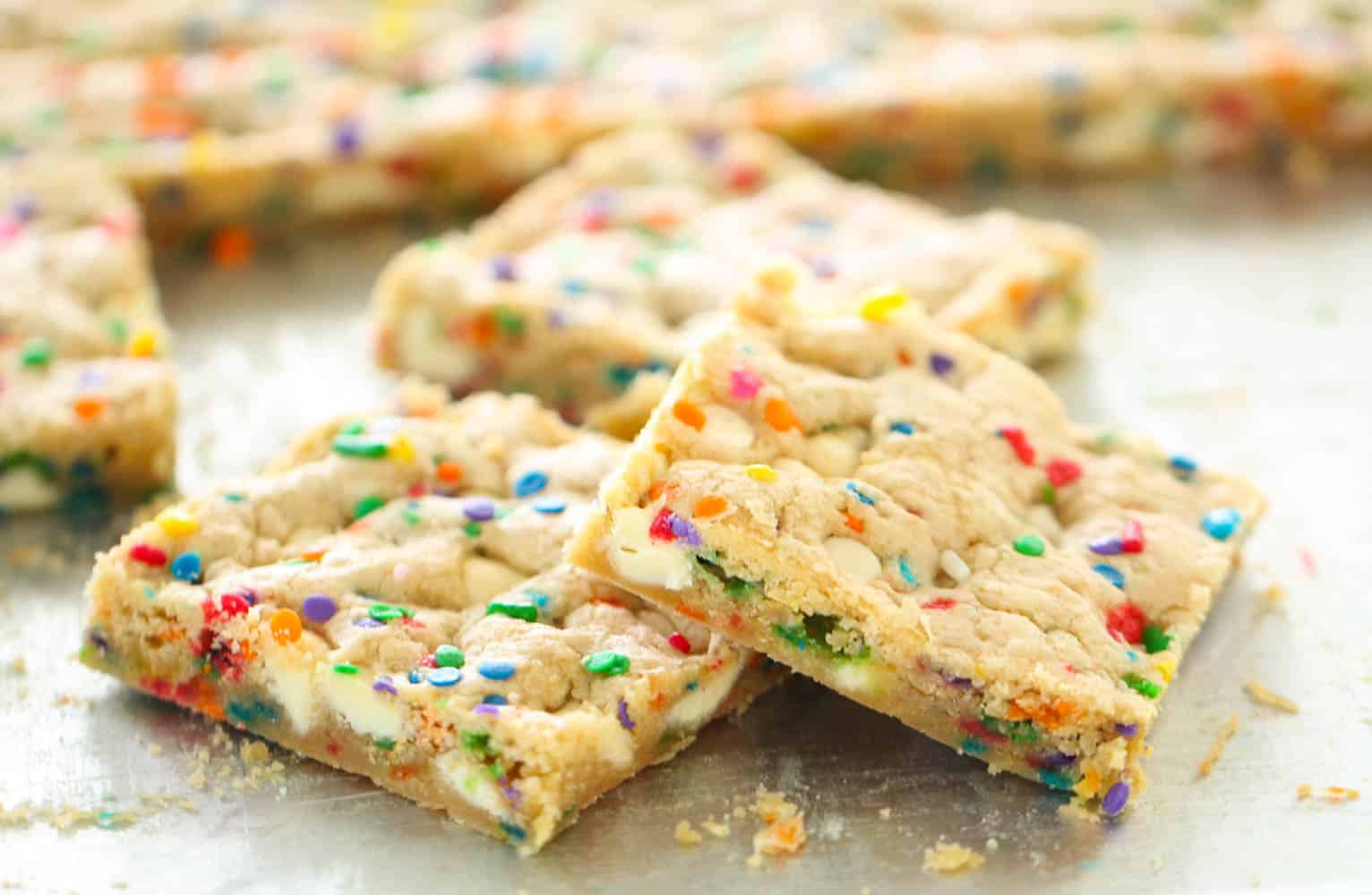 Sliced Sheet Pan Funfetti Cookie Bars